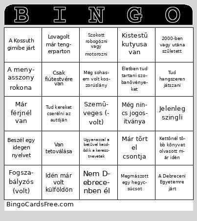 Ismerkedős bingo