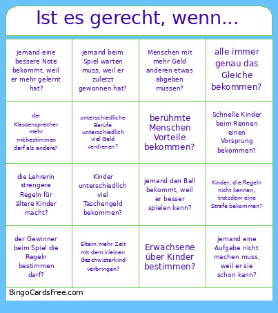 Ist Es Gerecht, Wenn... Bingo Card