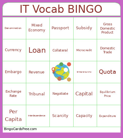 IT Vocab Bingo Card