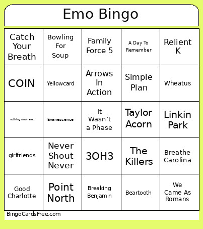 It Wasn't A Phase Bingo Card