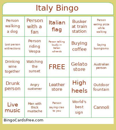 Italy Bingo