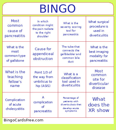 Itis Bingo Card