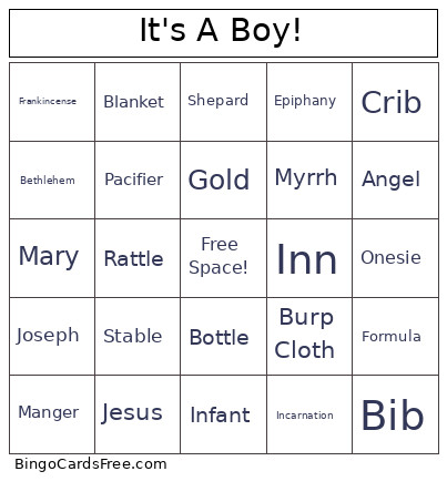 It's A Boy! Bingo Card
