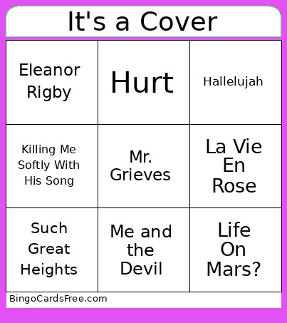 It's A Cover Bingo Card