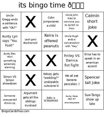 Its Time 😎 Bingo Card
