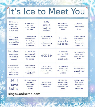 It's Ice To Meet You Bingo Card