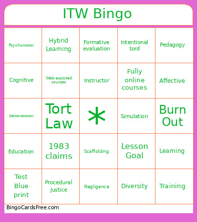 ITW Bingo Card