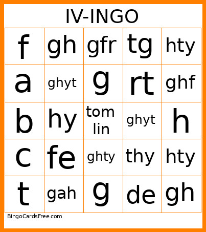 IV-INGO Bingo Card