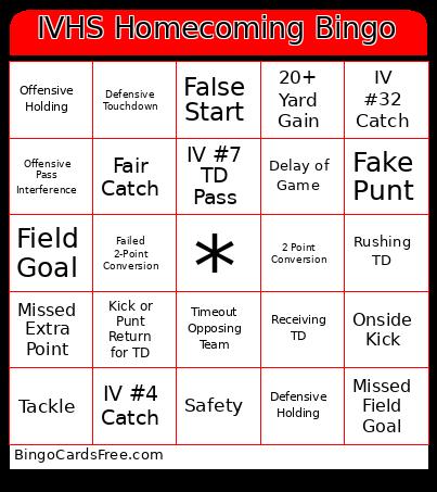 IVHS Homecoming Bingo Card