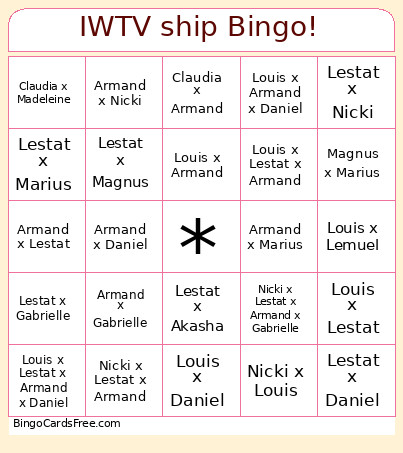 IWTV Ship ! Bingo Card