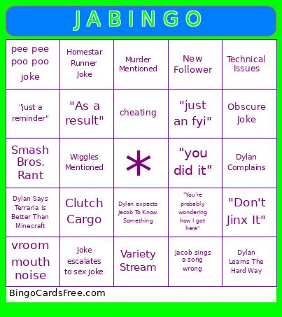 J A B I N G O Bingo Card