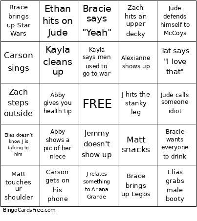 J Bday Bingo Card