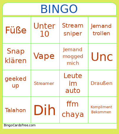 Jaaaa Bingo Card
