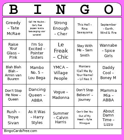 Jaarbeurs Muziek Bingo Card