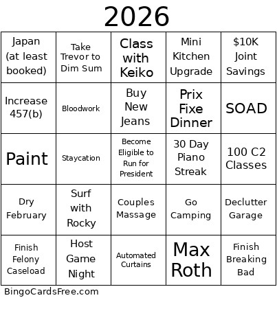 Jackie’s Bingo Card