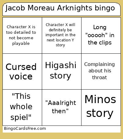 Jacob Moreau Arknights bingo 