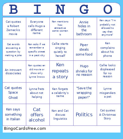 Jacobs Christmas Bingo Card