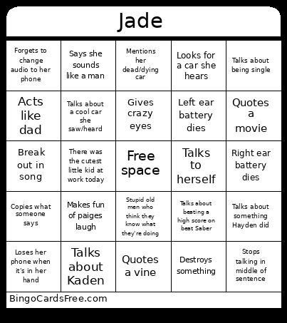Jade1 Bingo Card