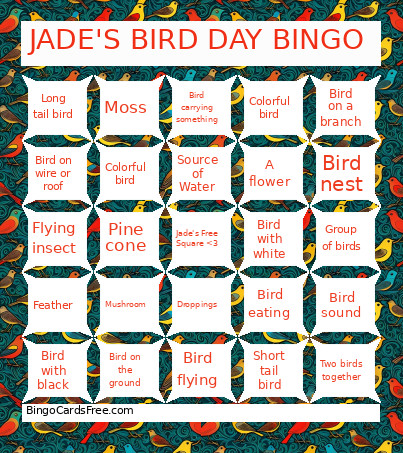 JADE'S BIRD DAY Bingo Card
