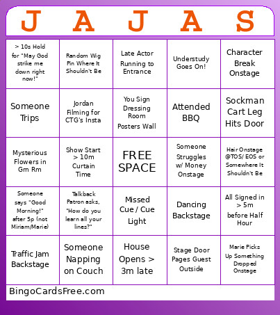 JAJAS Bingo Card