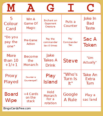 Jakes MTG Bingo Card