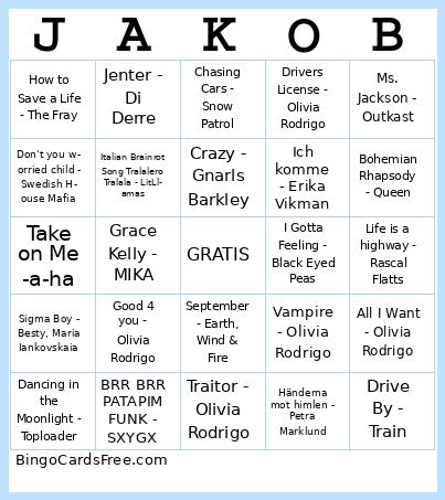 JAKOB Bingo