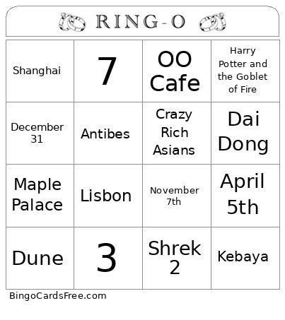 James and Kaiqi Wedding Bingo