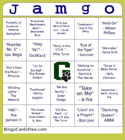 Jamgo Bingo Card