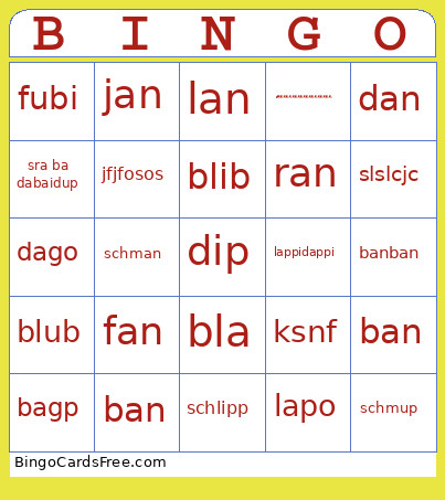 Jampo Bingo Card
