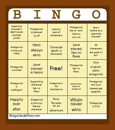 Jane Austen Bingo Card