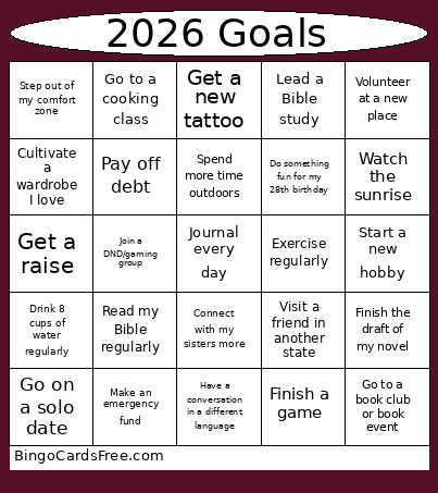 January 2025 Bingo Card