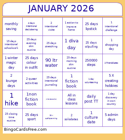 JANUARY 2026 Bingo Card