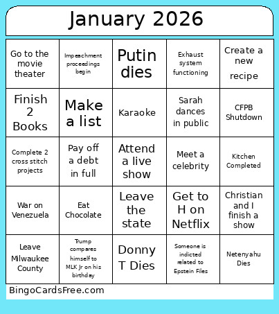 January 2026 Bingo Card