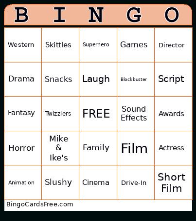 January - MOVIE Bingo Card