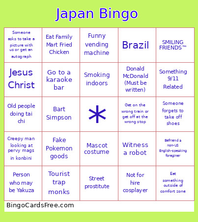 Japan Bingo Card 3