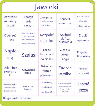 Jaworki bingo