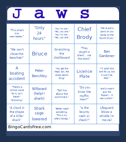 Jaws Bingo Card