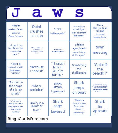 Jaws Flick N Float Bingo Card