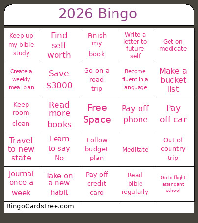 Jaylynns 2026 Bingo Card