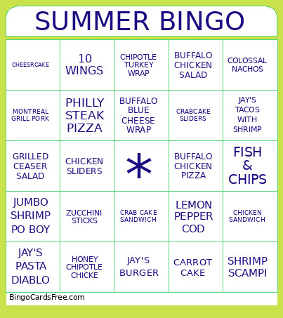 JAY'S FOOD Bingo Card