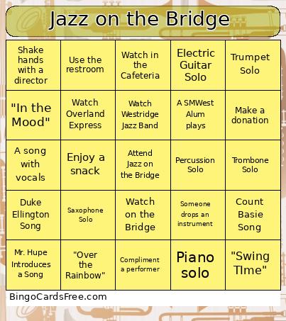 Jazz On The Bridge Bingo Card 2