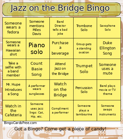 Jazz On The Bridge Bingo Card
