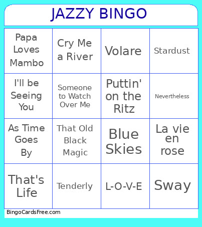 JAZZY Bingo Card