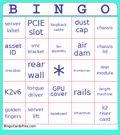 JBOG Bingo Card