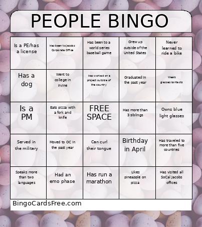 JCN PEOPLE Bingo Card