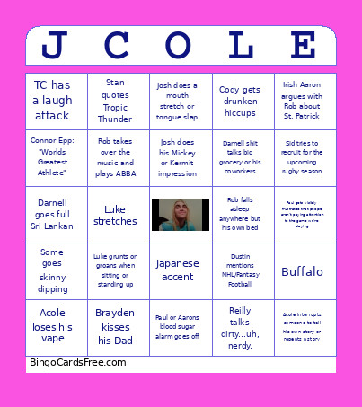 Jcole Bingo Card