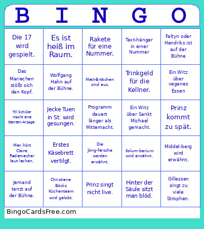 Jecke Tuen - Bingo Card