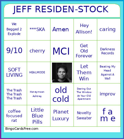 Jeff Rosenstock Songs Bingo Card