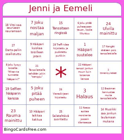 Jenni Ja Eemeli Bingo Card
