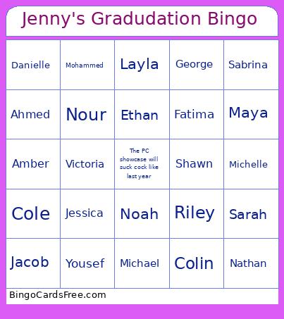 Jenny's Gradudation Bingo